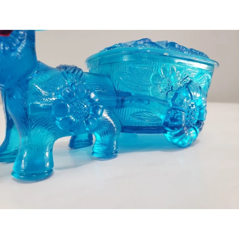 VINTAGE RETRO BLUE PLASTIC DONKEY CART TOOTHPICK HOLDER Kitschy Trinket‎ Jar